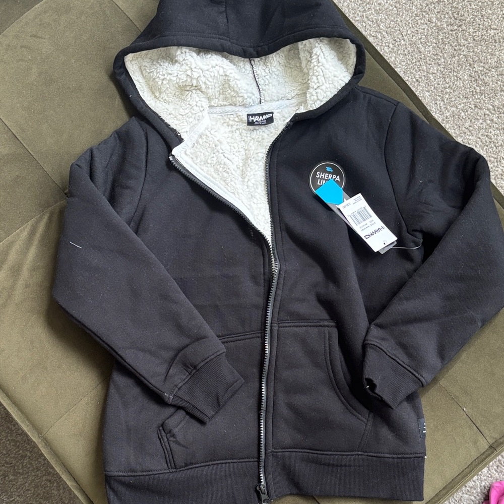 Tony Hawk Kids Black Hooded Sherpa-Lined Zip Sweatshirt